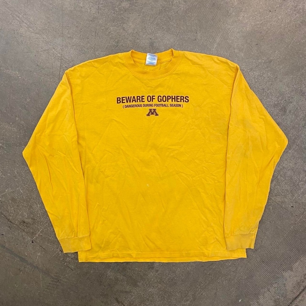 Vintage Minnesota Golden Gophers College Football Beware Longsleeve Shirt XL